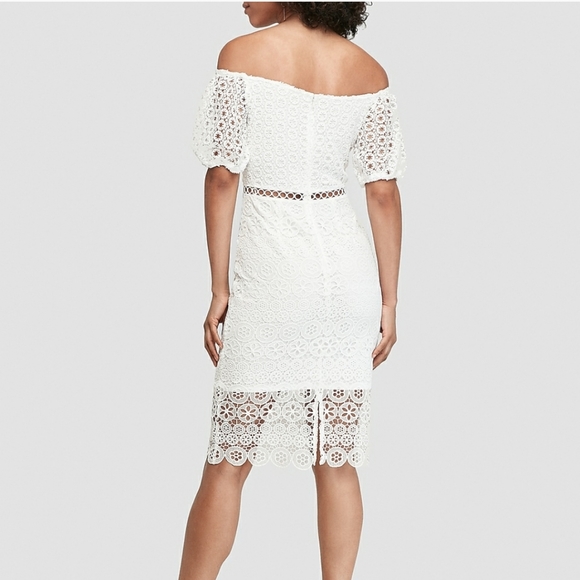 Express Off the Shoulder Crochet Lace Midi Dress - Picture 3 of 3